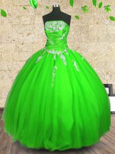 Edgy Sleeveless Tulle Lace Up Quinceanera Gowns for Military Ball and Sweet 16 and Quinceanera