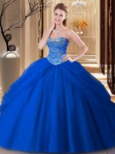  Royal Blue Sweetheart Neckline Beading Quinceanera Gowns Sleeveless Lace Up