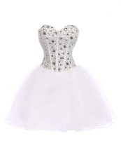  Mini Length White Prom Dresses Sweetheart Sleeveless Lace Up