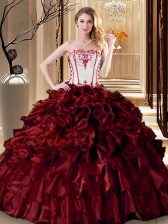 Vintage Floor Length Ball Gowns Sleeveless Wine Red Quinceanera Dresses Lace Up