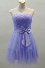 Glamorous Lavender Sweetheart Neckline Sashes ribbons Prom Gown Sleeveless Zipper