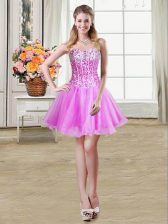  Sequins Mini Length Lilac Homecoming Dress Sweetheart Sleeveless Lace Up