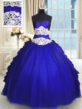 Designer Pick Ups Ball Gowns Quinceanera Dresses Royal Blue Sweetheart Taffeta and Tulle Sleeveless Floor Length Lace Up