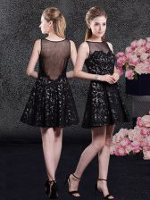  Black Sleeveless Mini Length Lace Side Zipper Prom Dress