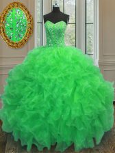 Classical Floor Length Ball Gowns Sleeveless Green Quinceanera Dress Lace Up
