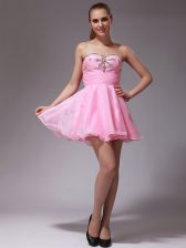 High End Pink Sweetheart Zipper Beading Evening Dress Sleeveless