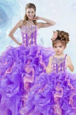  Sequins Sweetheart Sleeveless Lace Up Sweet 16 Dresses Multi-color Organza