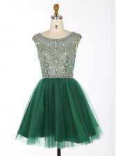 Custom Fit Chiffon Scoop Sleeveless Zipper Beading Prom Gown in Green