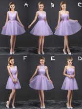 Chic Lavender Sleeveless Organza Lace Up Quinceanera Dama Dress for Prom and Party and Wedding Party