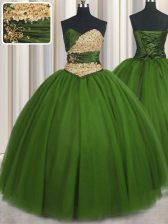  Ball Gowns Vestidos de Quinceanera Green Sweetheart Tulle Sleeveless Floor Length Lace Up