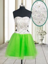  Zipper Sweetheart Beading and Sequins Tulle Sleeveless