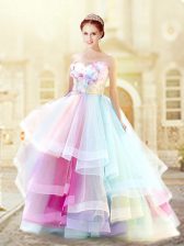  Ruffled Floor Length Multi-color Prom Evening Gown Sweetheart Sleeveless Zipper