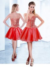 Fantastic Sleeveless Lace Up Mini Length Beading Prom Party Dress