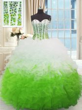 Attractive High Low Multi-color 15th Birthday Dress Sweetheart Sleeveless Lace Up