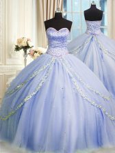  Sleeveless Brush Train Zipper With Train Beading and Appliques Quinceanera Dresses