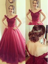  Fuchsia Off The Shoulder Lace Up Appliques Homecoming Dress Sleeveless