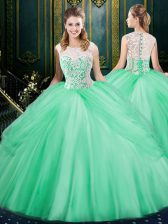 Glorious Pick Ups Scoop Sleeveless Zipper Ball Gown Prom Dress Apple Green Tulle