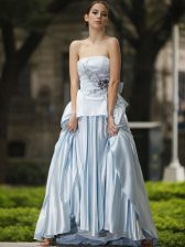  Floor Length Column/Sheath Sleeveless Silver Prom Dresses Side Zipper