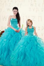  Sweetheart Sleeveless Organza Quinceanera Dress Beading and Ruffles Lace Up