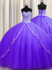  Lavender Sweet 16 Quinceanera Dress Sweetheart Sleeveless Sweep Train Lace Up