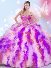  Ball Gowns Sleeveless Multi-color Quince Ball Gowns Lace Up