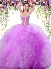  Sleeveless Lace Up Floor Length Beading and Ruffles Sweet 16 Quinceanera Dress