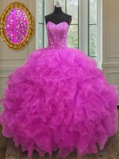  Sleeveless Lace Up Floor Length Beading and Ruffles 15 Quinceanera Dress