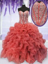 Enchanting Sleeveless Beading and Ruffles Lace Up Quinceanera Dress