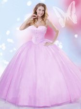 Luxury Sweetheart Sleeveless Lace Up Ball Gown Prom Dress Lilac Tulle