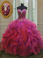 Comfortable Sleeveless Lace Up Floor Length Beading and Ruffles Sweet 16 Quinceanera Dress