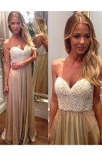  Champagne Prom Party Dress Prom and Party with Beading and Ruching Sweetheart Sleeveless Zipper