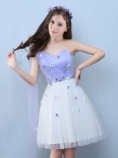 Discount White Quinceanera Dama Dress Prom and Party with Appliques One Shoulder Sleeveless Lace Up