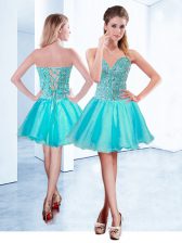  Organza Sleeveless Mini Length Prom Evening Gown and Beading