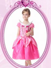  Short Sleeves Beading and Hand Made Flower Clasp Handle Flower Girl Dress