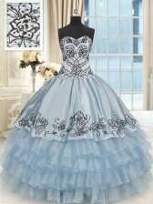 Smart Organza and Taffeta Sleeveless Floor Length Vestidos de Quinceanera and Beading and Embroidery and Ruffled Layers