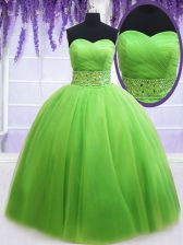 Beauteous Sweetheart Sleeveless Tulle 15th Birthday Dress Beading and Ruching Lace Up
