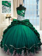 Enchanting Dark Green Sweetheart Neckline Beading and Appliques and Pick Ups Ball Gown Prom Dress Sleeveless Lace Up