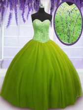 Super Sleeveless Beading Lace Up Quinceanera Dress