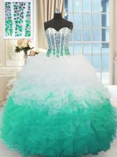 Sexy Multi-color Sweet 16 Dress Military Ball and Sweet 16 and Quinceanera with Beading and Ruffles Sweetheart Sleeveless Lace Up