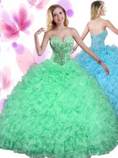 Nice Sleeveless Organza Lace Up 15 Quinceanera Dress for Military Ball and Sweet 16 and Quinceanera