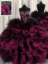  Organza and Tulle Sleeveless Floor Length Vestidos de Quinceanera and Beading and Ruffles