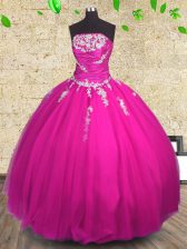 Captivating Sleeveless Lace Up Floor Length Appliques and Ruching 15th Birthday Dress