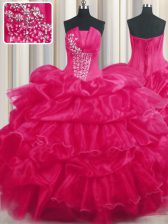 Fancy Sleeveless Lace Up Floor Length Beading and Ruffled Layers and Pick Ups Quinceanera Gowns
