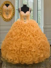  Floor Length Orange Quinceanera Gowns Sweetheart Sleeveless Zipper