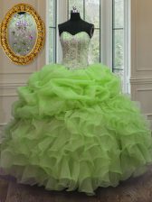  Ball Gowns Organza Sweetheart Sleeveless Beading and Pick Ups Floor Length Lace Up Sweet 16 Dress
