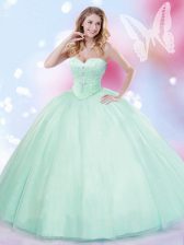 Cute Tulle Sleeveless Floor Length Quinceanera Gown and Beading