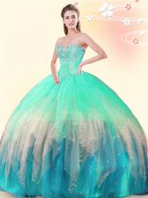  Sweetheart Sleeveless Lace Up Quinceanera Dresses Multi-color Tulle