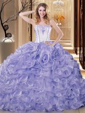  Sleeveless Lace Up Floor Length Embroidery and Ruffles Quinceanera Dress
