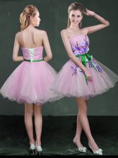  Strapless Sleeveless Lace Up Homecoming Dress Lilac Organza