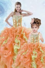  Sequins Sweetheart Sleeveless Lace Up 15th Birthday Dress Multi-color Organza